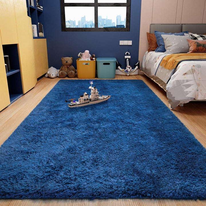 Machine Washable 6x9 Rugs for Living Room,Grey Fluffy Carpet Large Fuzzy Plush Shag Comfy Soft, Non-Slip Indoor Floor Carpet,for Kids Boys Girls, Room,Bedroom,Playroom, Home Decor Aesthetic