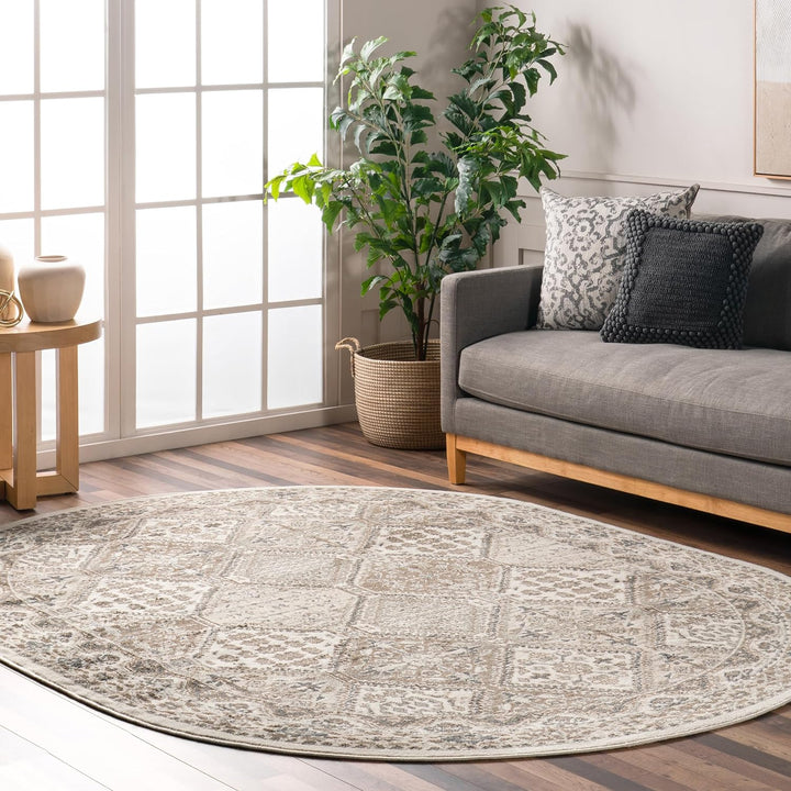 9x12 Becca Traditional Tiled Area Rug, Charcoal, Faded Transitional Design, Stain Resistant, For Bedroom, Dining Room, Living Room, Hallway, Office, Kitchen, Entryway