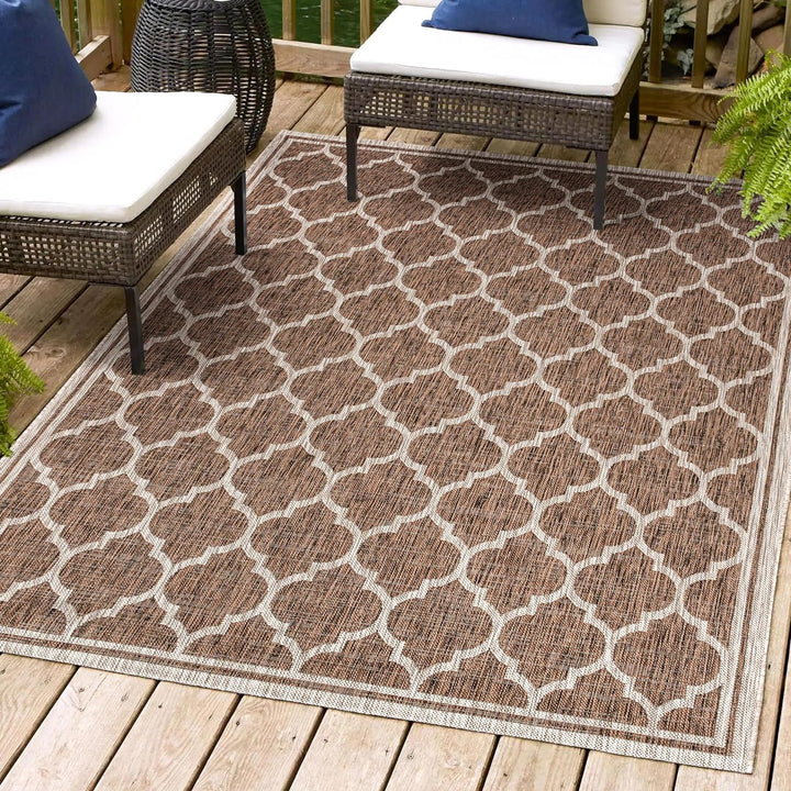 Trebol Moroccan Trellis Textured Weave Indoor Outdoor Area Rug, Modern, Bohemian, LivingRoom, Backyard