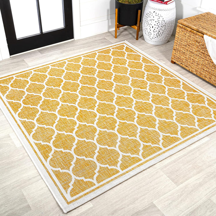 Trebol Moroccan Trellis Textured Weave Indoor Outdoor Area Rug, Modern, Bohemian, LivingRoom, Backyard