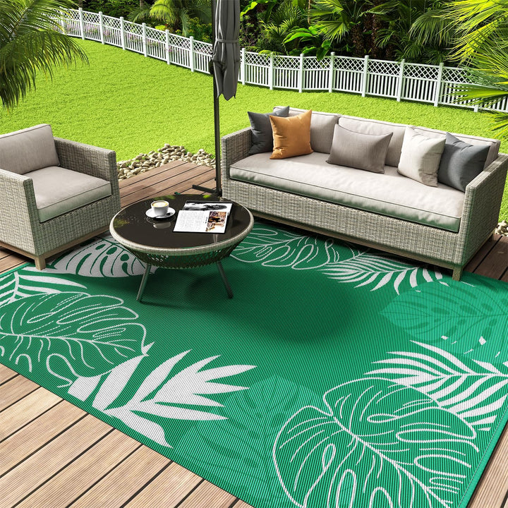 Outdoor Rug Waterproof Patio Rug, Reversible Tropical Outdoor Carpet Camping Rugs, Outdoor for your RV-Outdoor Rug for Patio, Outdoor Plastic Straw Rug, Outdoor Rugs Plastic for Deck